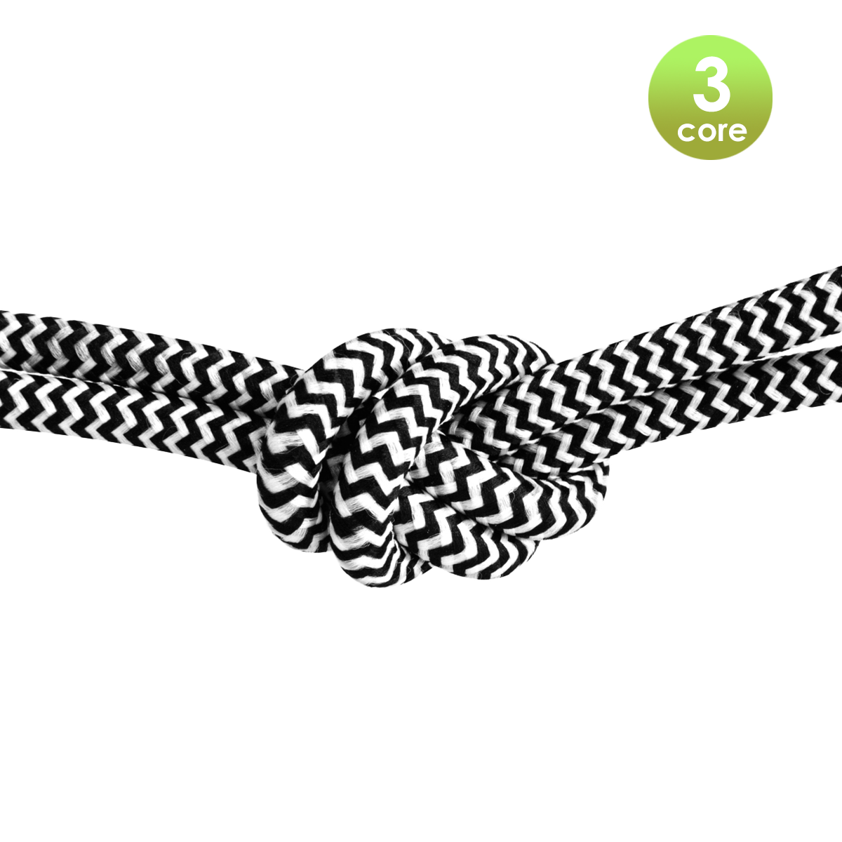 Tangla lighting - TLCB03003A - 3c - Fabric cable 3 core - in black and white - clear
